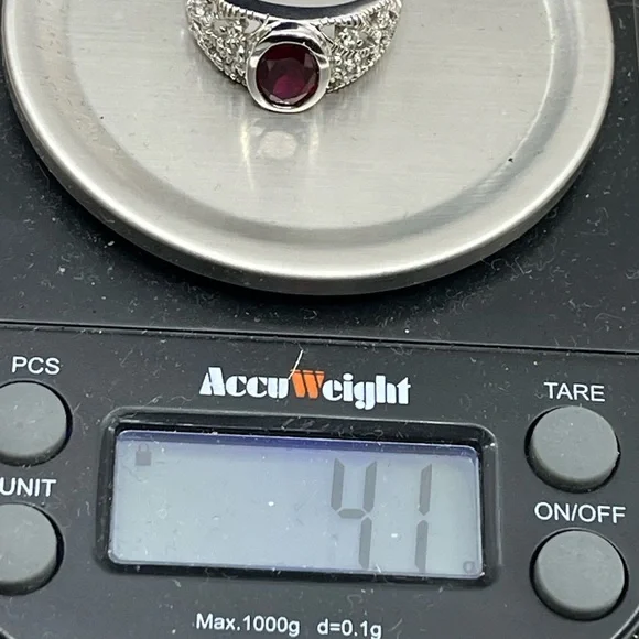 Vintage 925 Sterling Silver Red Oval Ring - Size 6, 4.1g - Picture 17 of 17